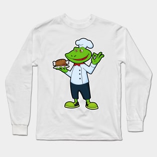 Frog as Cook with Serving plate & Chicken Long Sleeve T-Shirt